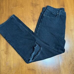 Express- Super High Waisted Black Ripped Modern Straight Jeans Size 14R